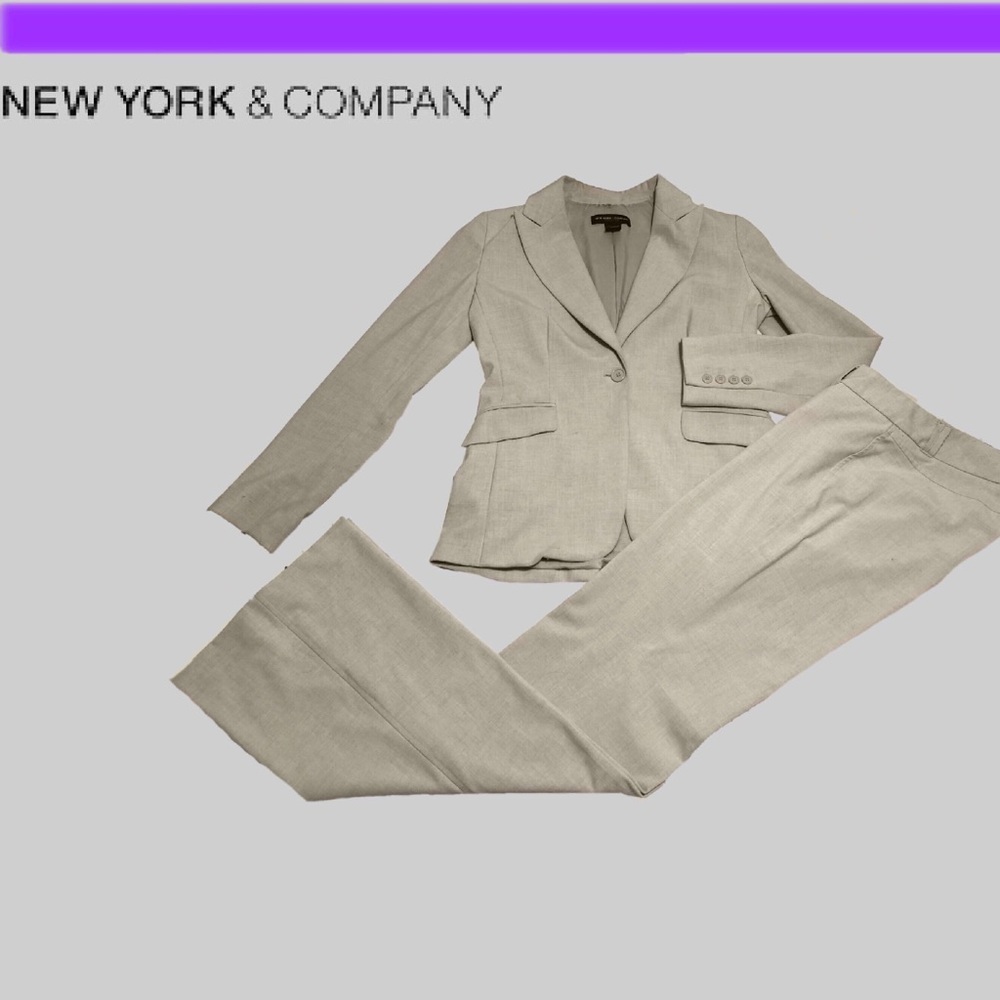 New York & Co Talls Woven Stone Pants Suit